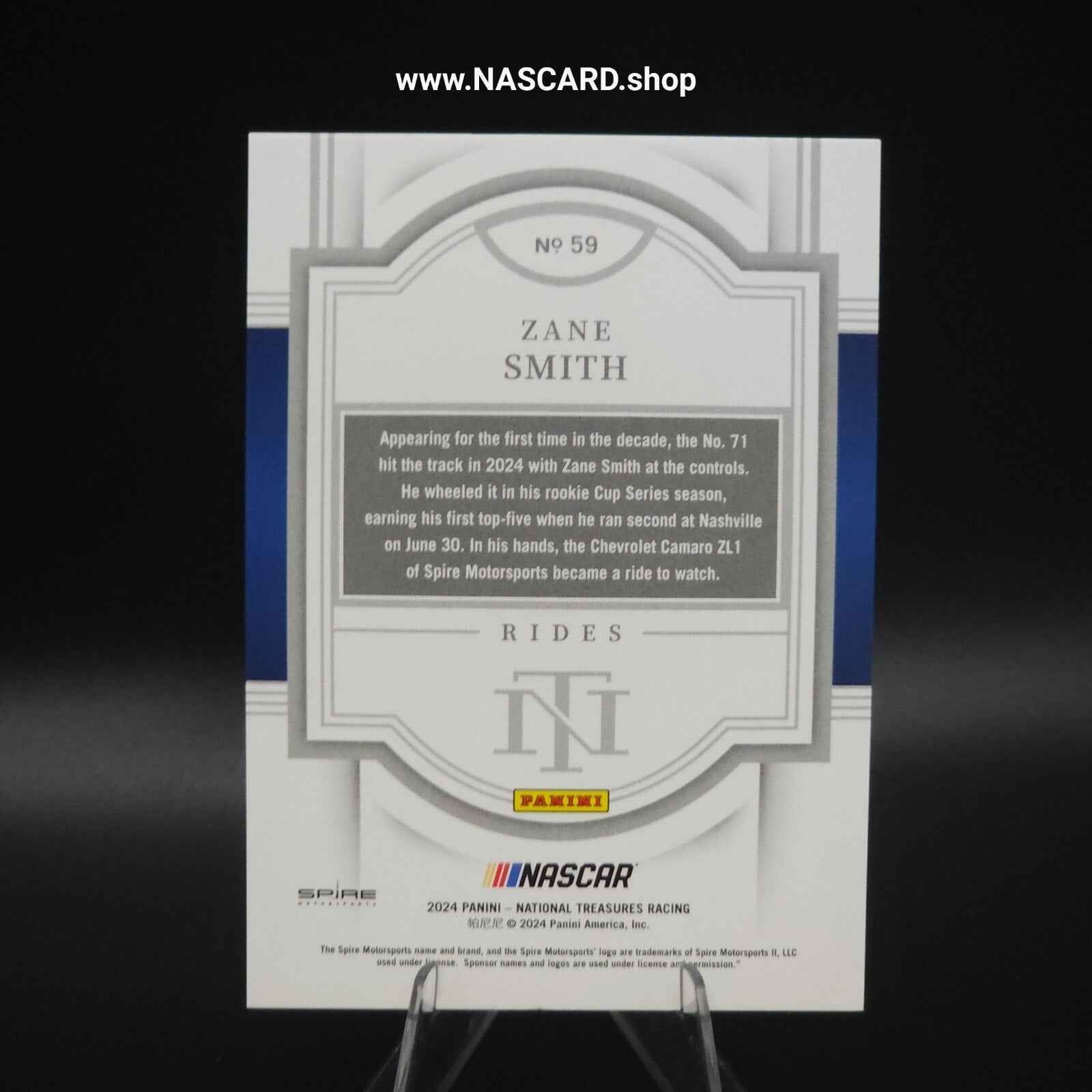2024 Panini National Treasures Rides #59 Green Zane Smith 1/5 - NASCARD.shop