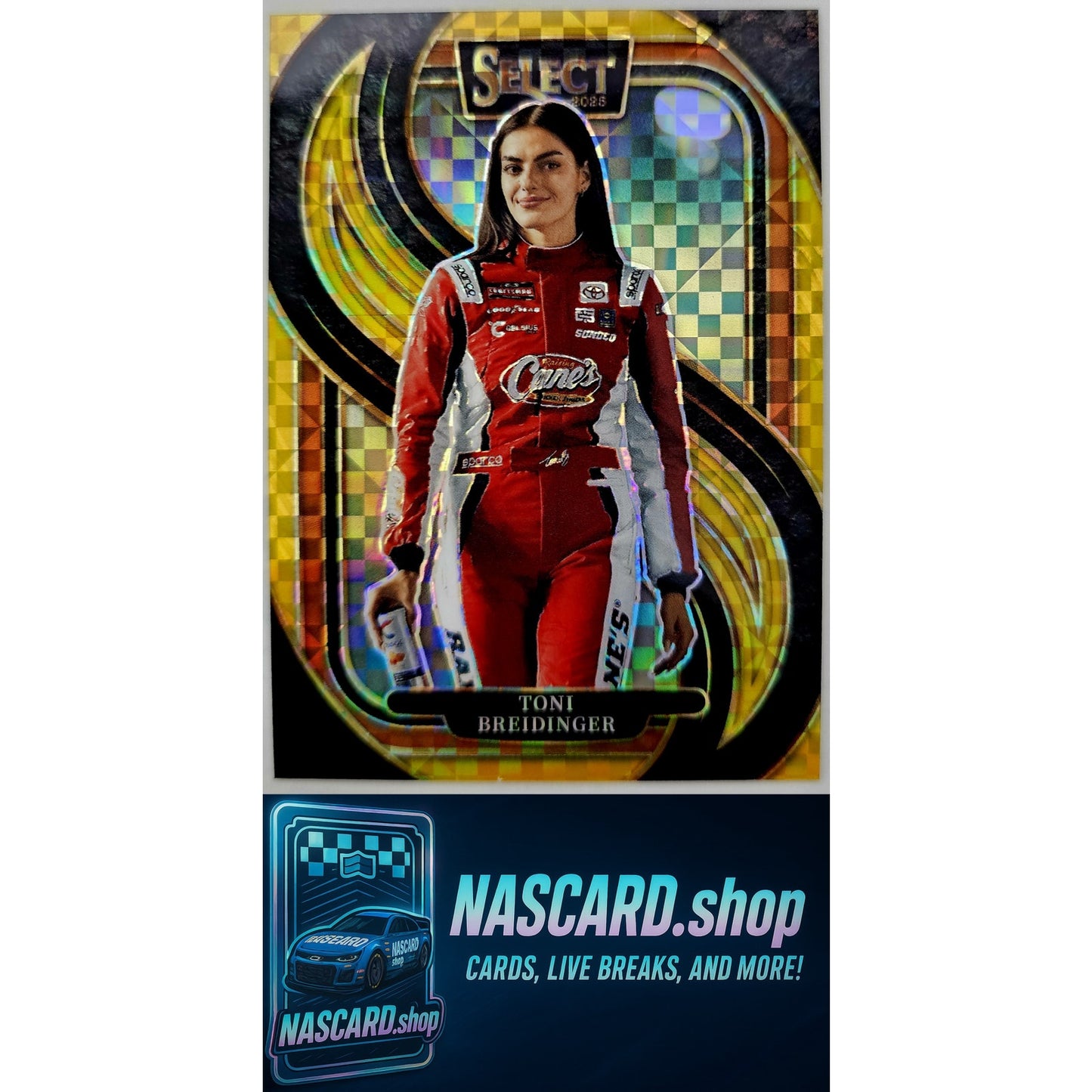 2025 Panini Select Trackside #247 Toni Breidinger Gold Power Plaid #13/13