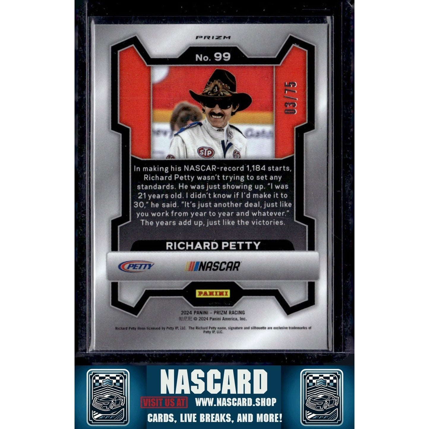 2024 Panini Prizm #99 Richard Petty Checkered Flag #/75 - NASCARD.shop