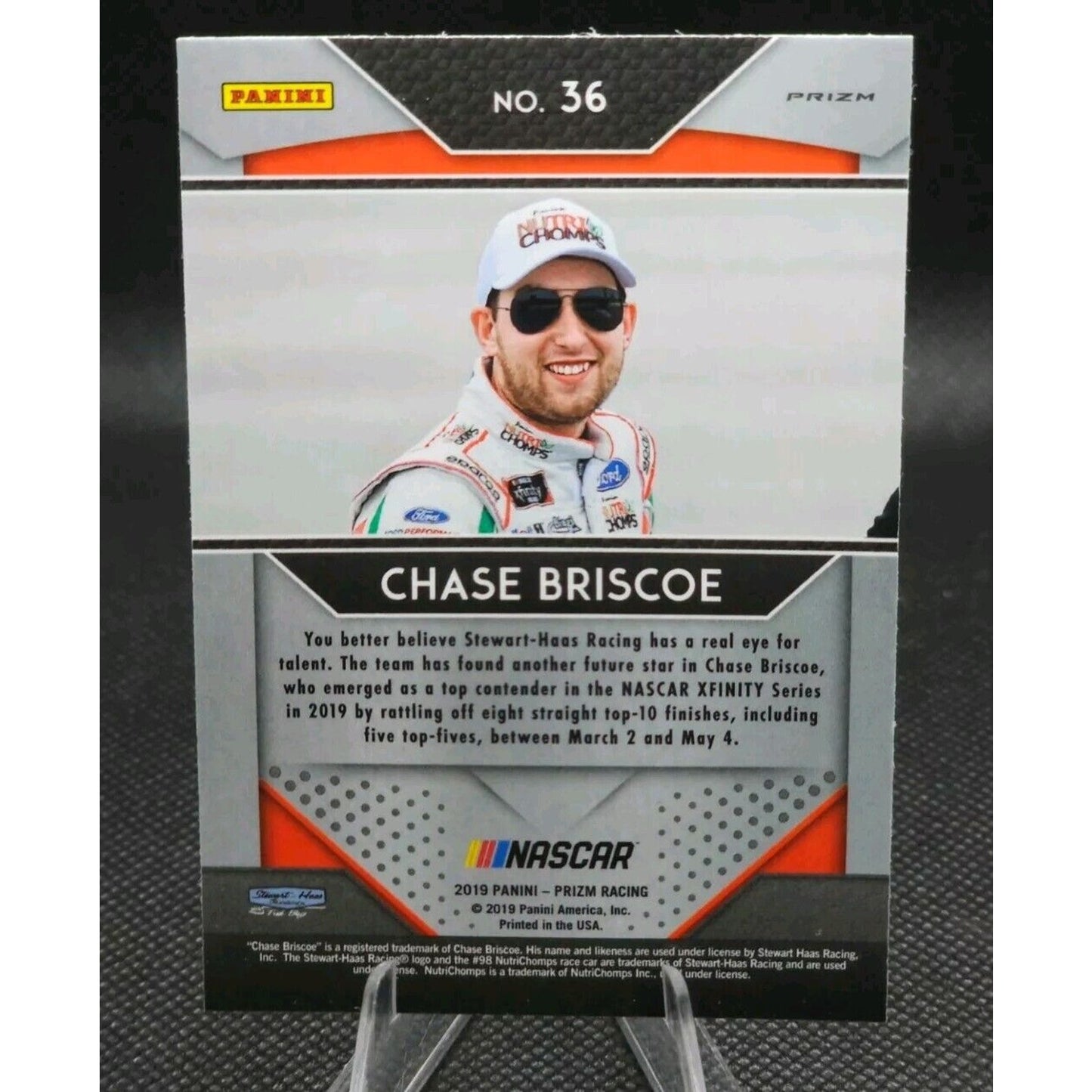 2019 Panini Prizm White Sparkle Prizm #36 Chase Briscoe Rookie Card RC