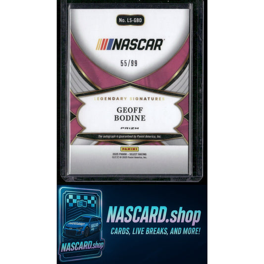 2025 Panini Select #LS-GBD Geoff Bodine Legendary Signatures Blue Prizms #/99