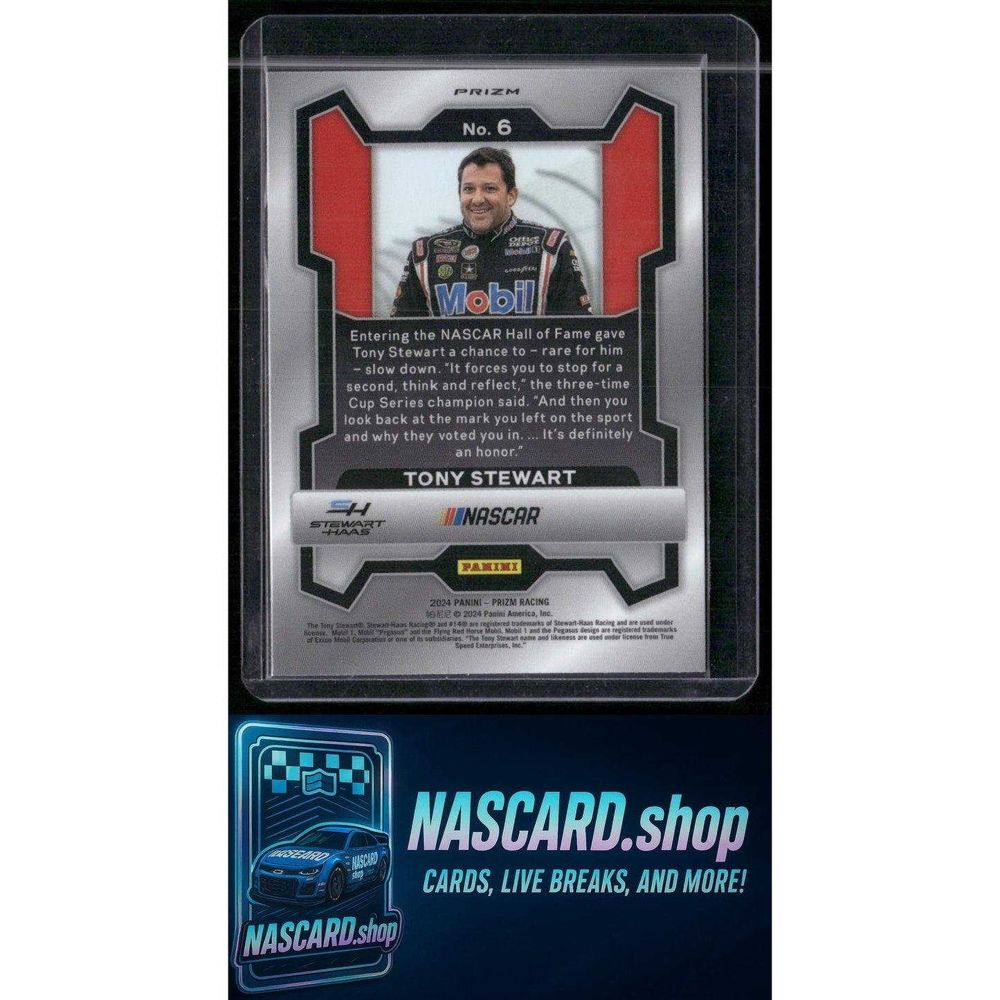 2024 Panini Prizm #6 Tony Stewart White Sparkle - NASCARD.shop
