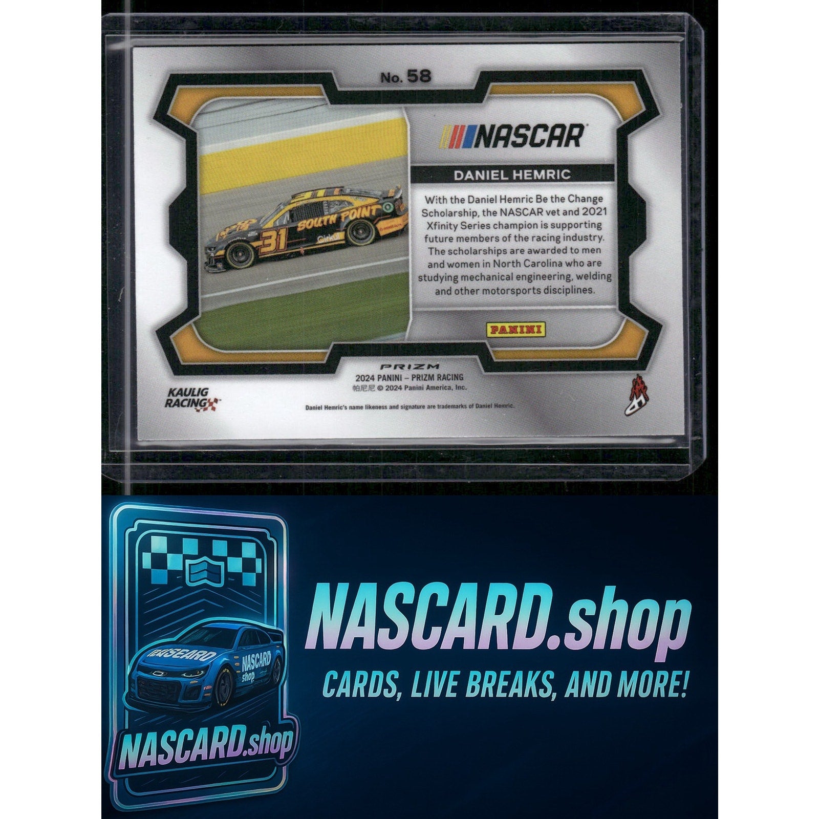 2024 Panini Prizm #58 Daniel Hemric White Sparkle - NASCARD.shop