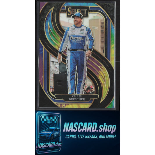 2025 Panini Select #276 Chris Buescher Tie-Dye Prizms #/25