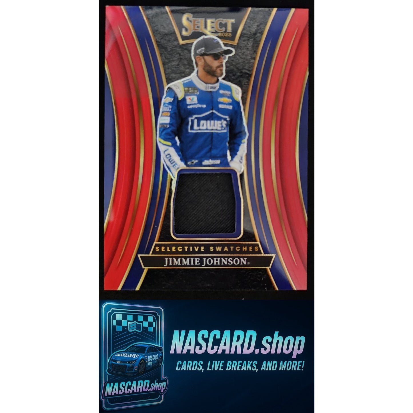 2025 Panini Select #SS-JJN Jimmie Johnson Selective Swatches Red Prizms #/49