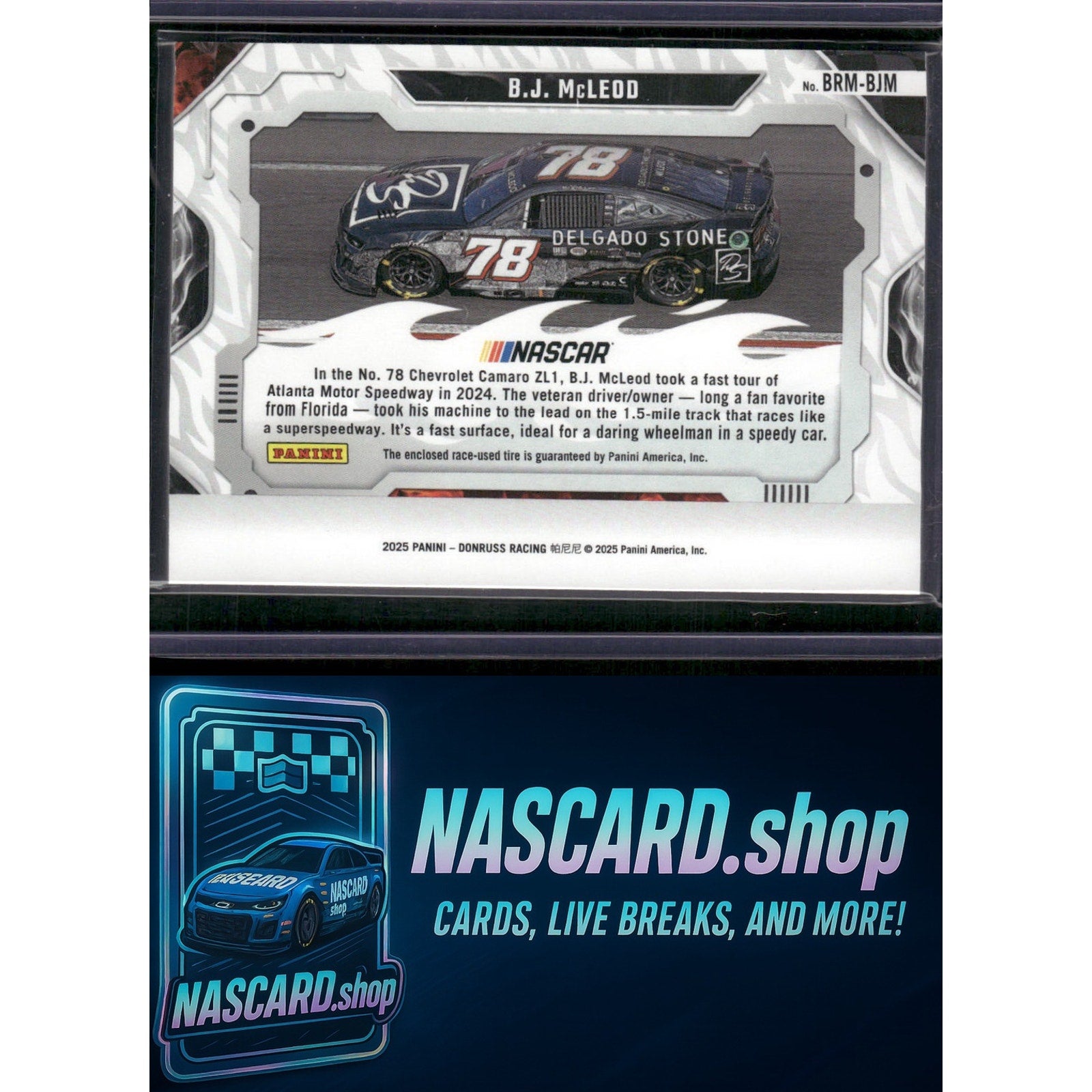 2025 Donruss #BRM-BJM B.J. McLeod Burning Rubber Materials - NASCARD.shop
