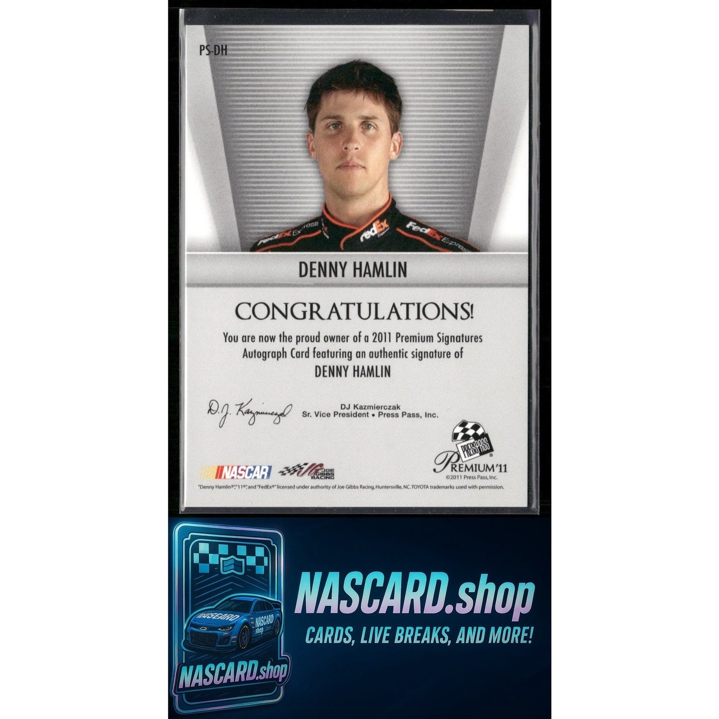 2011 Press Pass Premium #PS-DH Denny Hamlin Signatures #/66 - NASCARD.shop