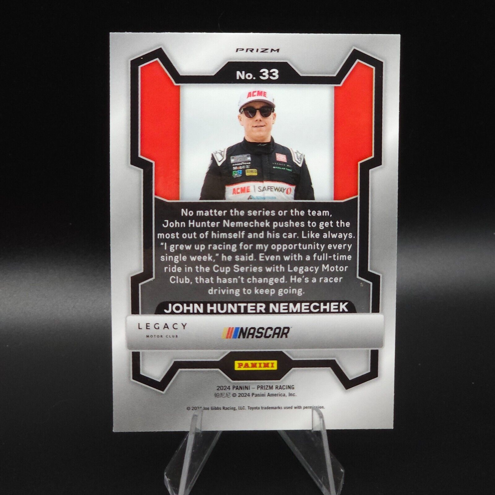 2024 Panini Prizm Racing Red Cracked Ice #33 John Hunter Nemechek - NASCARD.shop