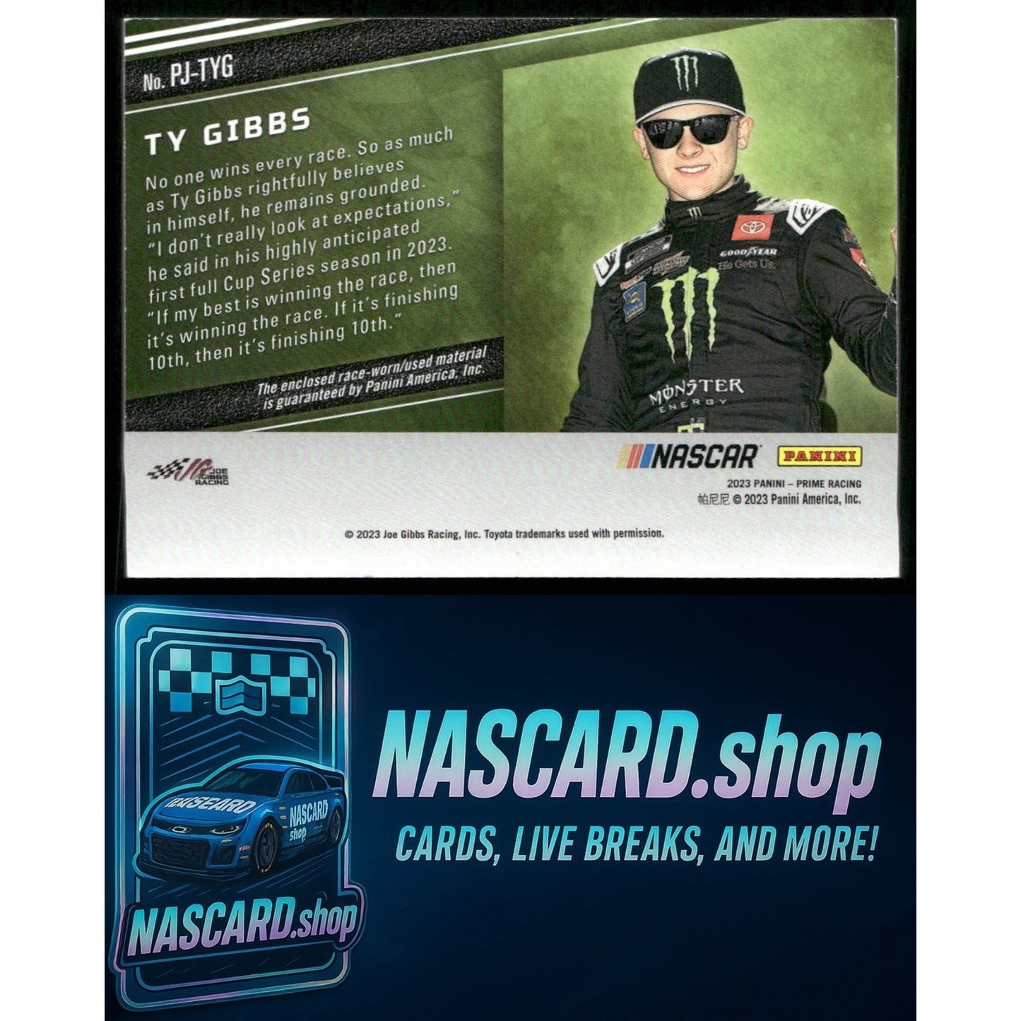 2023 Panini Prime #PJ-TYG Ty Gibbs Prime Jumbo Prime Colors #/24 - NASCARD.shop