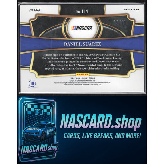 2024 Panini Select #114 Daniel Suarez Gold Flash Prizms #/10