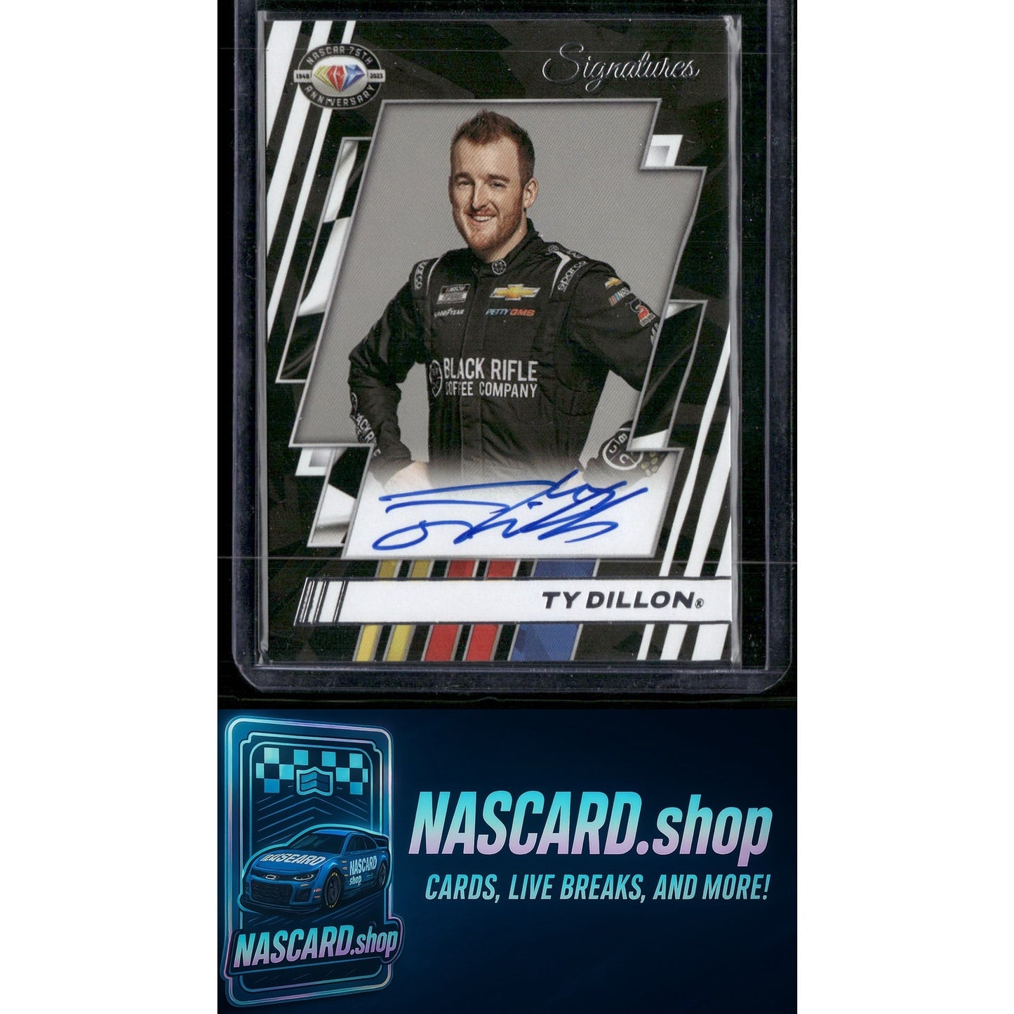 2023 Panini Prizm #75-TY Ty Dillon NASCAR 75th Anniversary Signatures