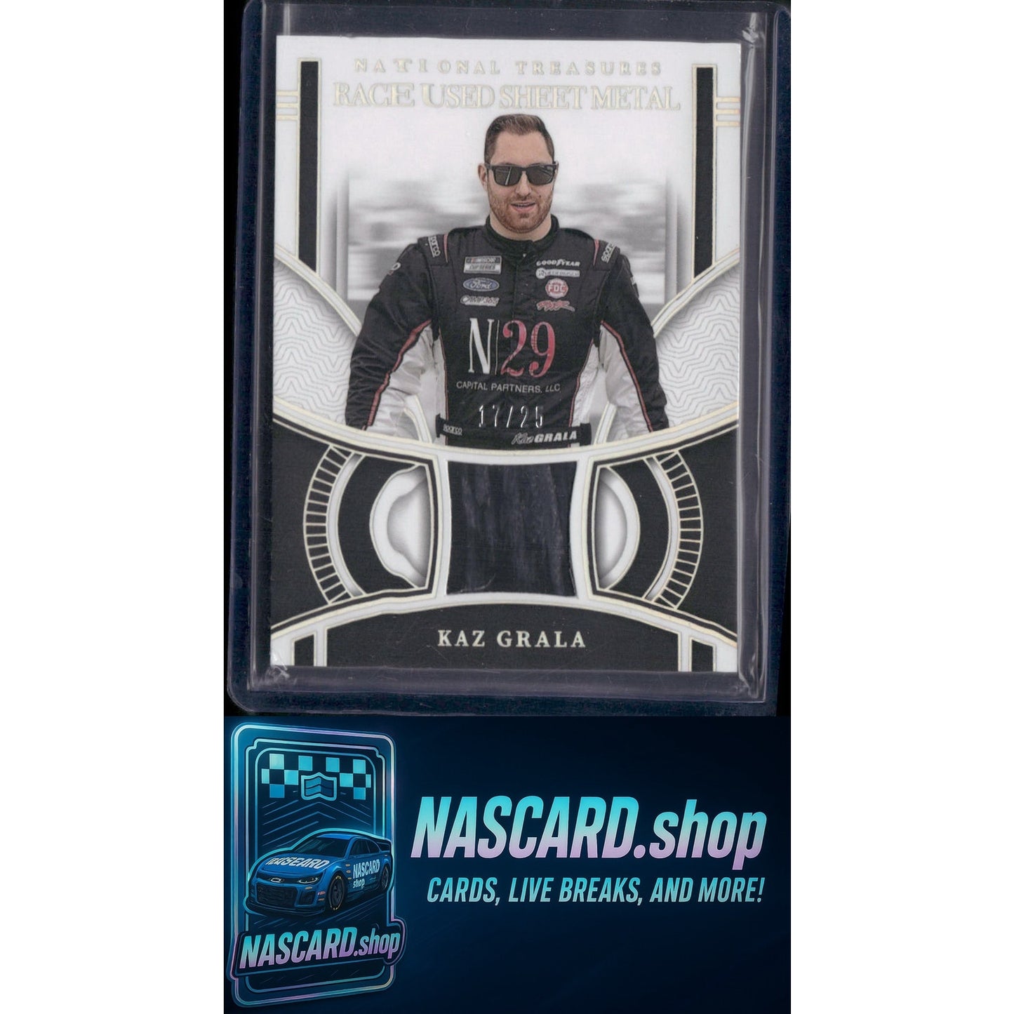 2024 Panini National Treasures Kaz Grala Race Used Sheet Metal Holo Silver #/25