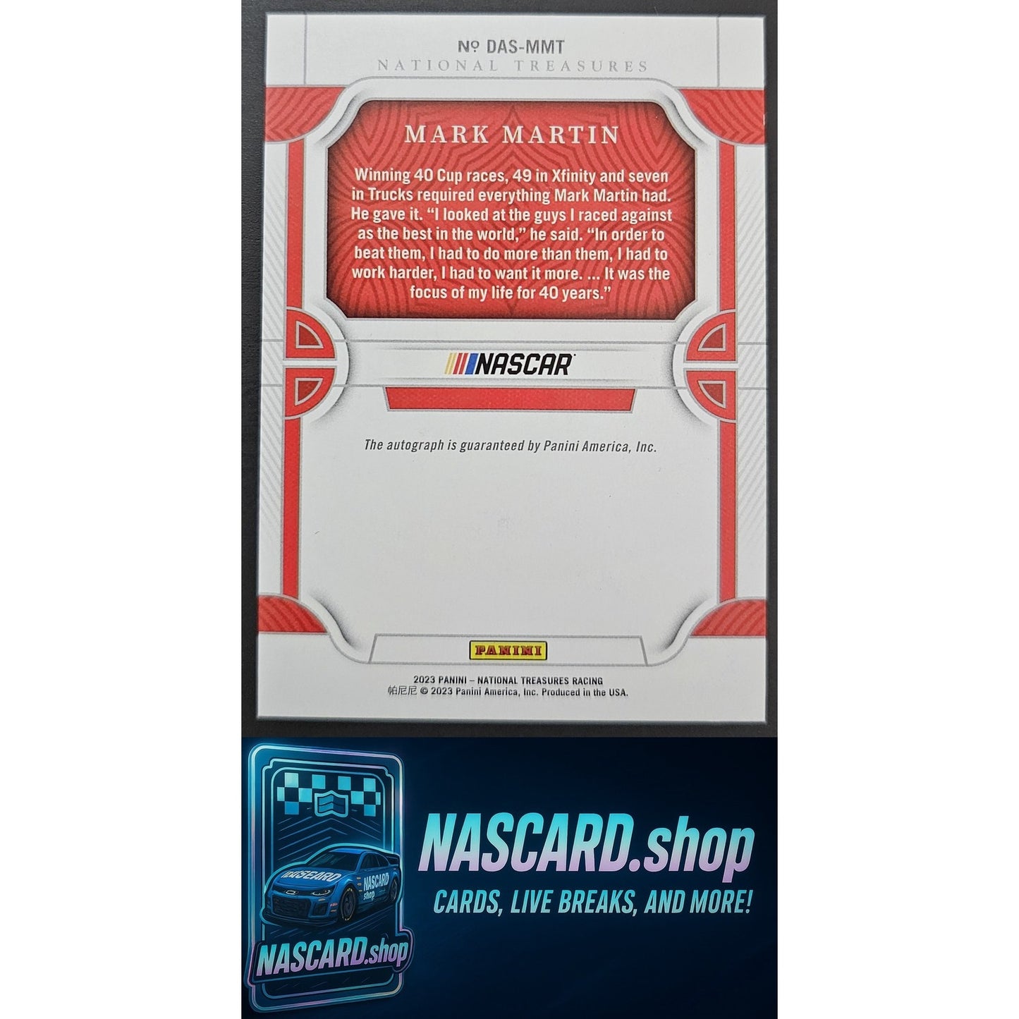 2023 National Treasures Mark Martin Diamond Anniversary Signatures Holo Gold /10