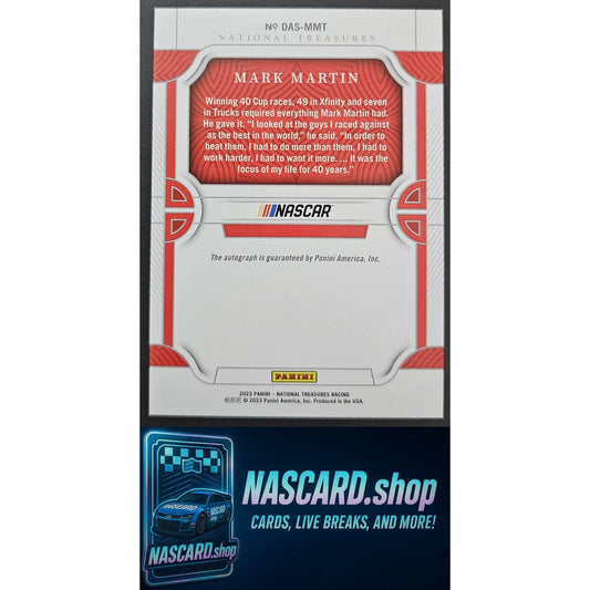 2023 National Treasures Mark Martin Diamond Anniversary Signatures Holo Gold /10