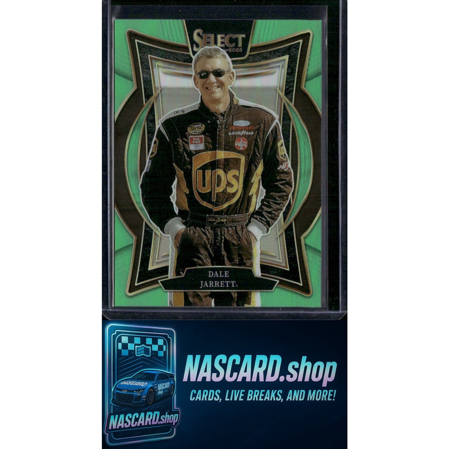 2025 Panini Select #24 Dale Jarrett Neon Green Prizms #/75