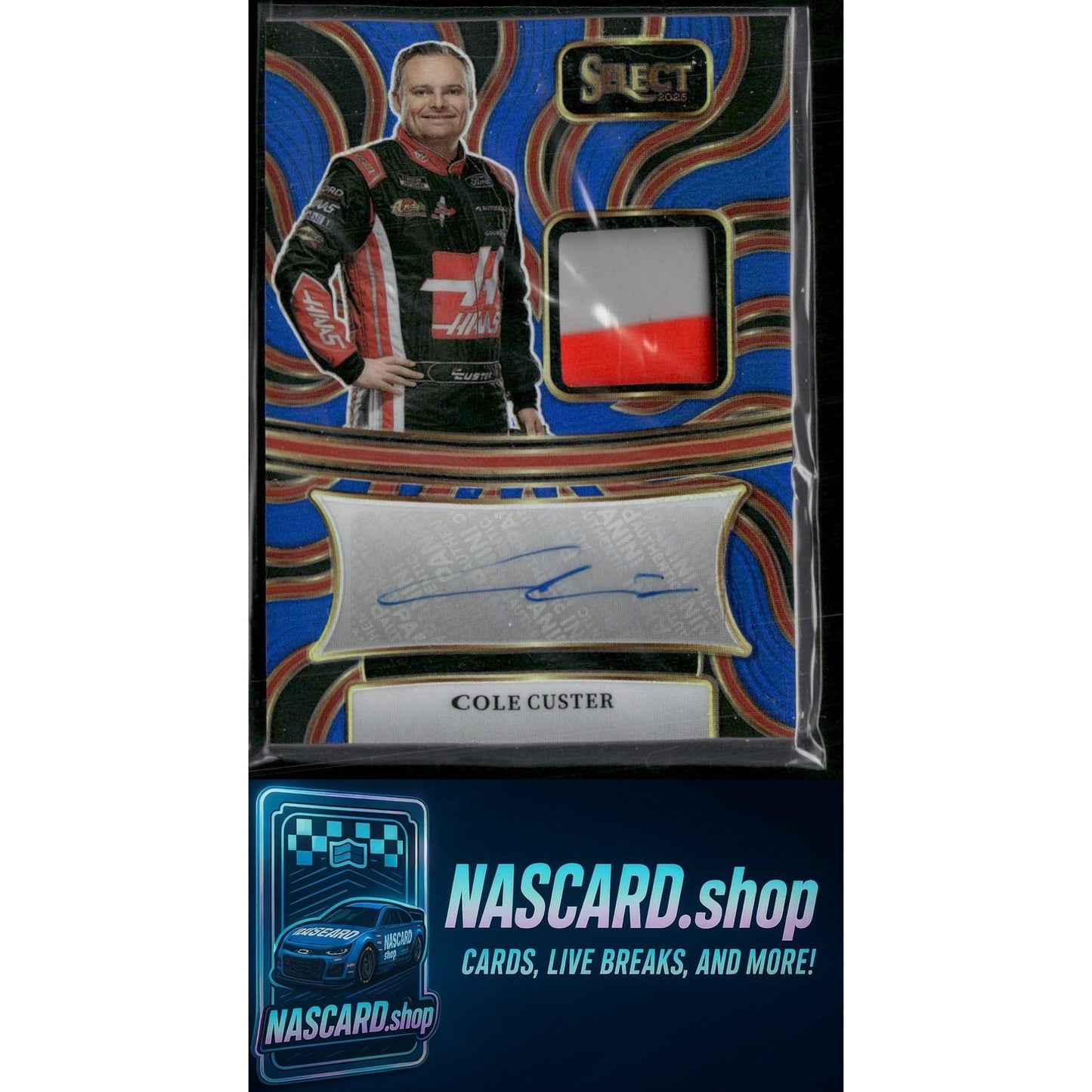 2025 Panini Select #AM-CCR Cole Custer Autographed Memorabilia Blue Prizms #/35
