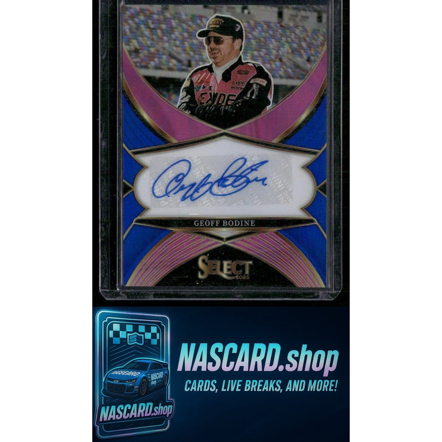 2025 Panini Select #LS-GBD Geoff Bodine Legendary Signatures Blue Prizms #/99