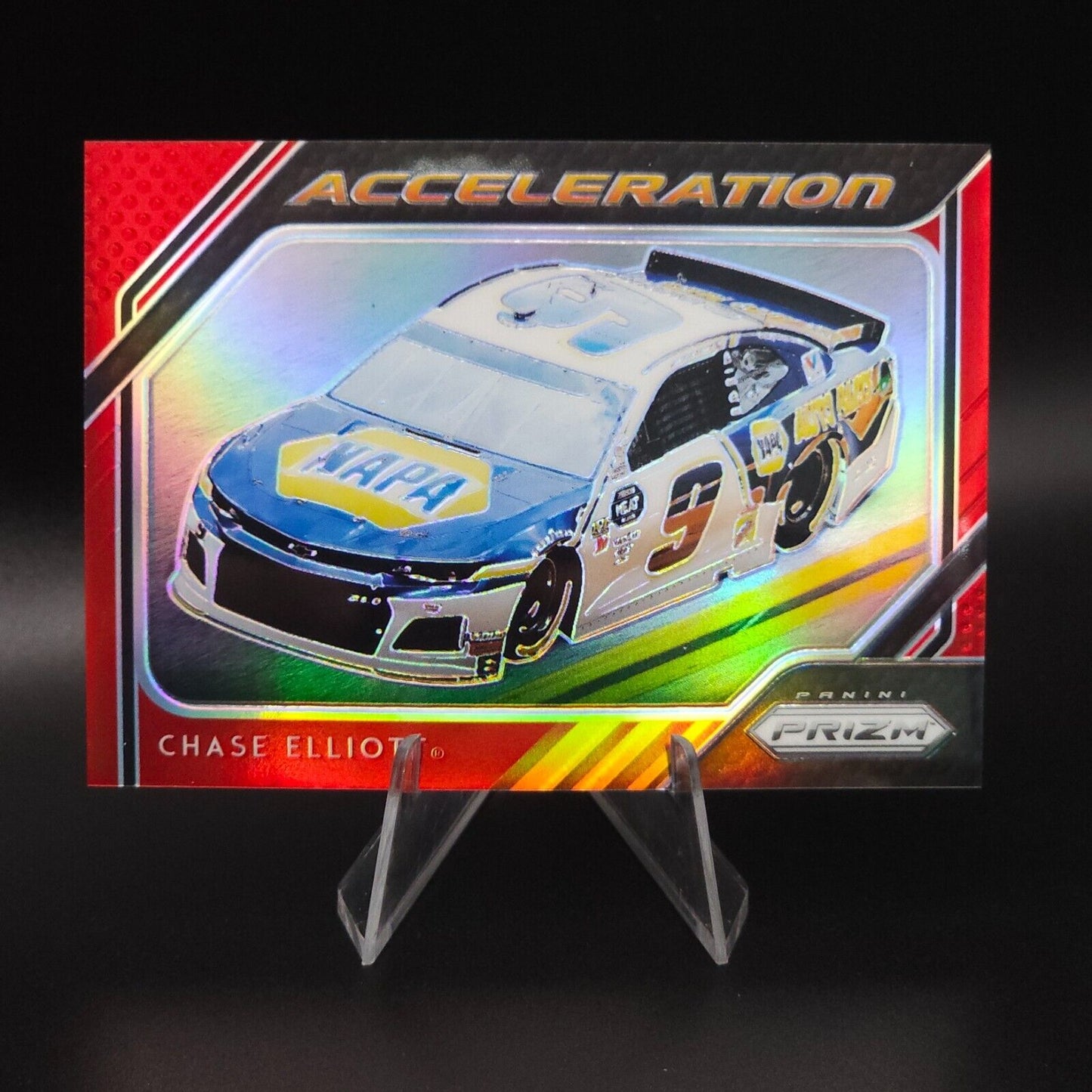 2019 Panini Prizm - Acceleration Red Prizm #58 Chase Elliott /50