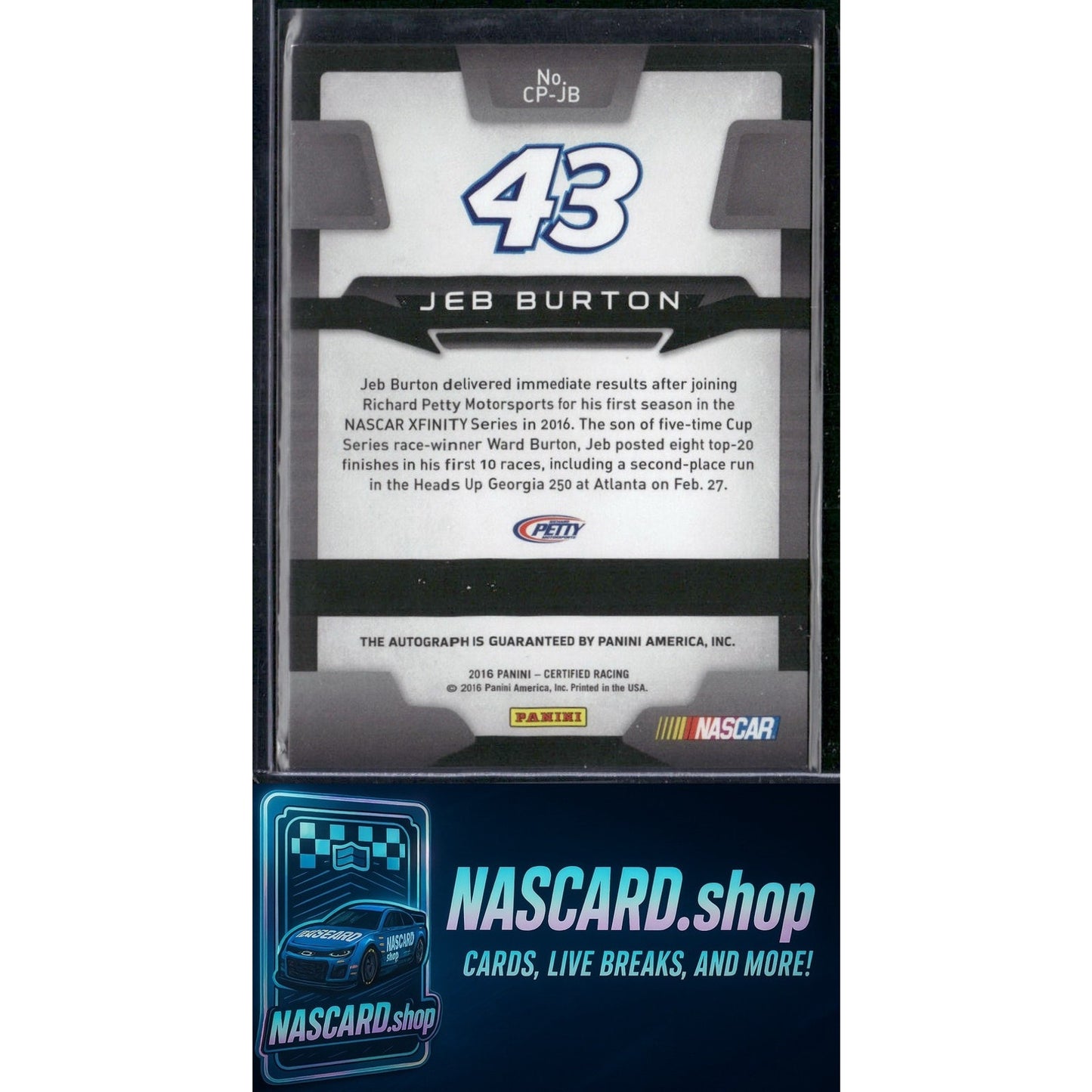 2016 Panini Certified #CP-JB Jeb Burton Certified Potential Signatures #/299 - NASCARD.shop