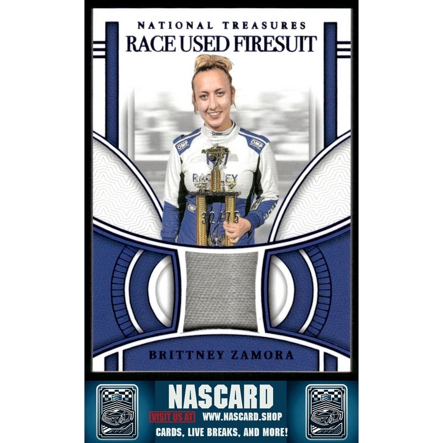 2024 National Treasures Race Used Firesuit Blue Brittney Zamora /75