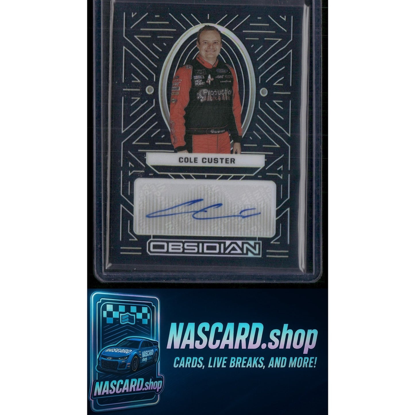 2023 Panini Chronicles Cole Custer Obsidian Signatures Electric Etch Yellow #/10