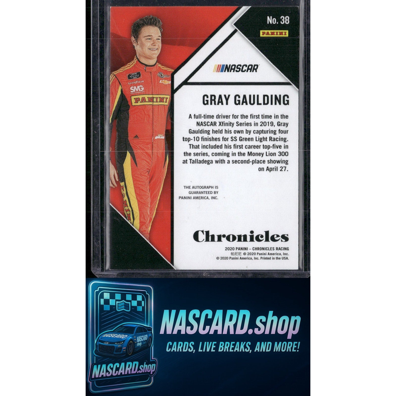 2020 Panini Chronicles #38 Gray Gaulding Chronicles Autographs Purple #/25 - NASCARD.shop