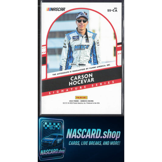 2022 Donruss #SS-CA Carson Hocevar Signature Series Holo Gold #/10 RC