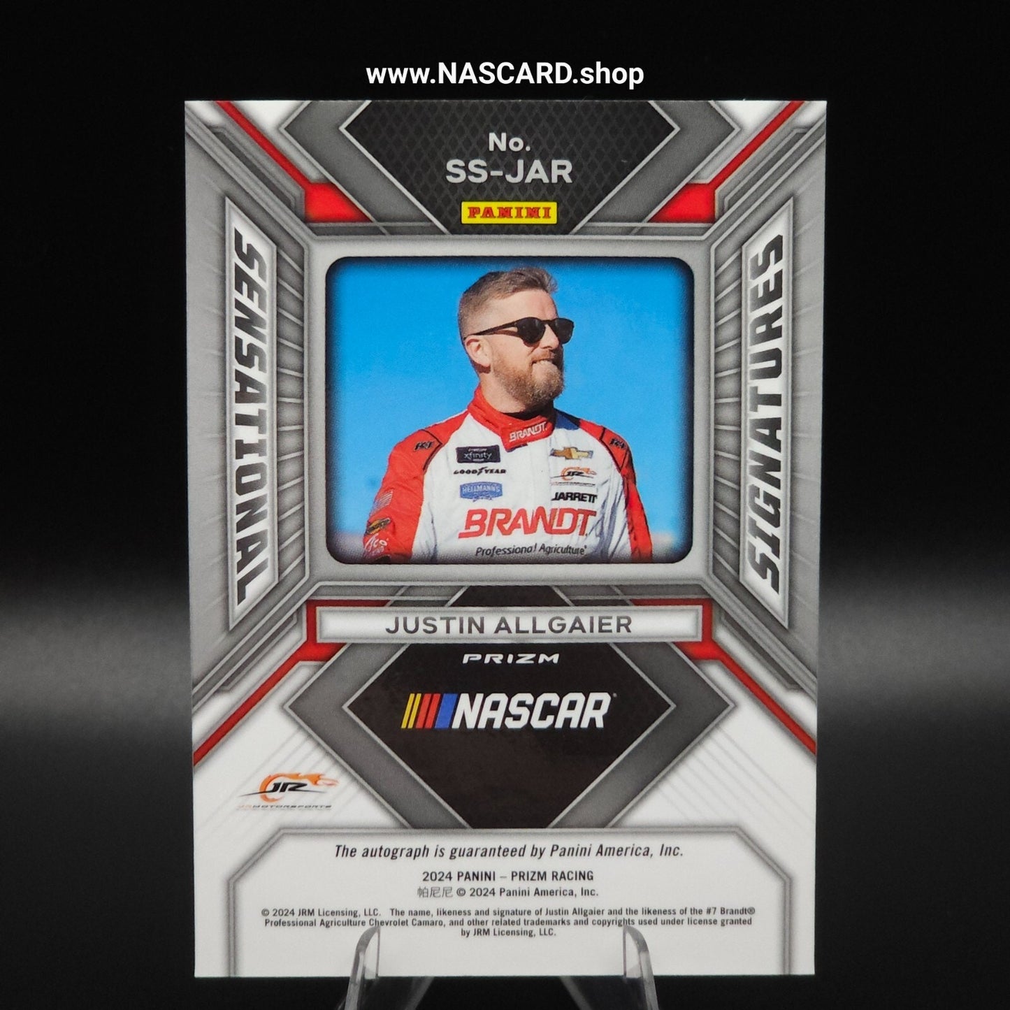 2024 Panini Prizm Racing Sensational Signatures Silver Prizm Justin Allgaier