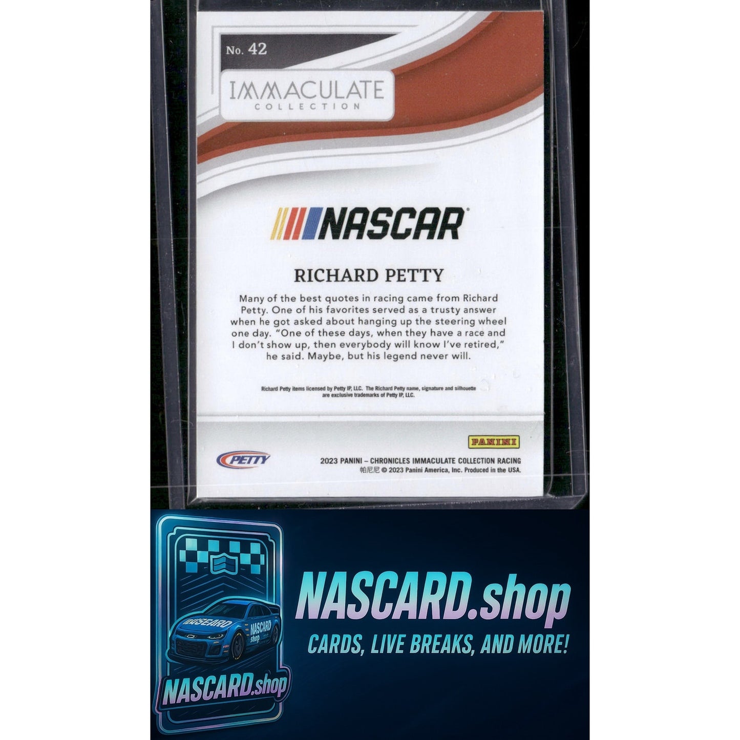 2023 Panini Chronicles #42 Richard Petty Immaculate Black - NASCARD.shop