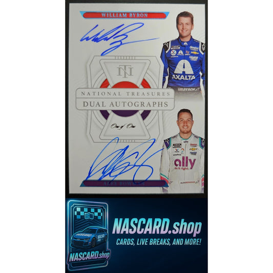 2022 National Treasures William Byron Alex Bowman Dual Auto Platinum Blue 1/1 - NASCARD.shop
