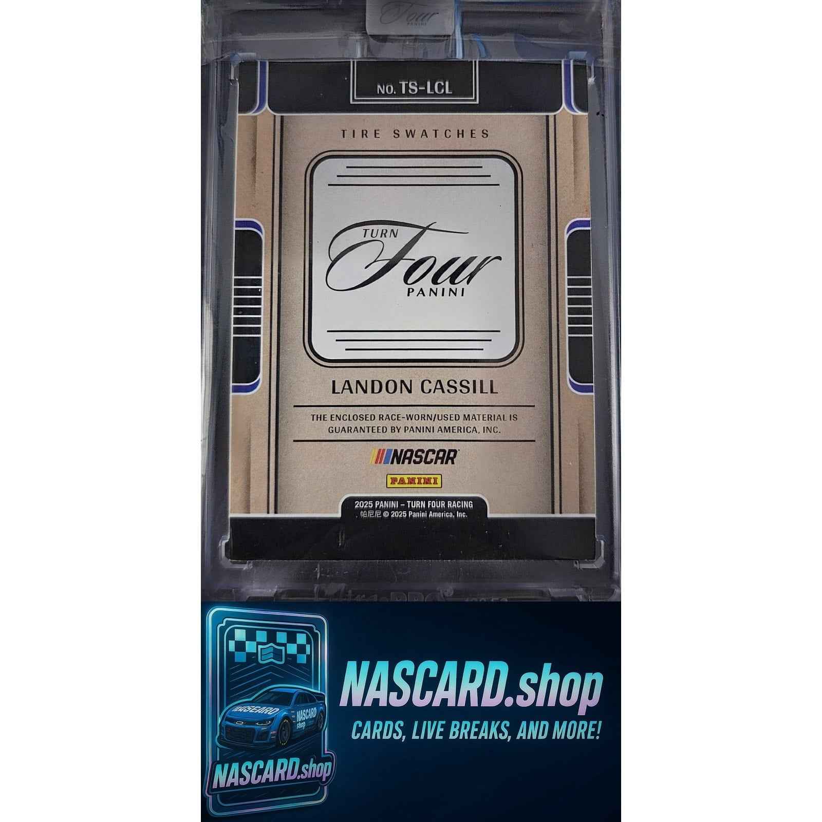 2025 Panini Turn Four #TS-LCL Landon Cassill Tire Swatches Red #/25