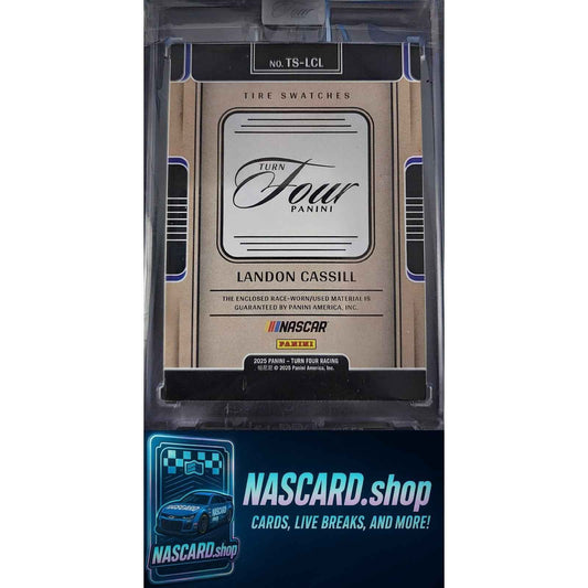 2025 Panini Turn Four #TS-LCL Landon Cassill Tire Swatches Red #/25