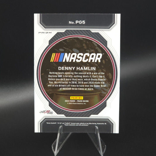 2023 Panini Prizm Racing Pot of Gold Denny Hamlin #PG5 White Sparkle Prizm