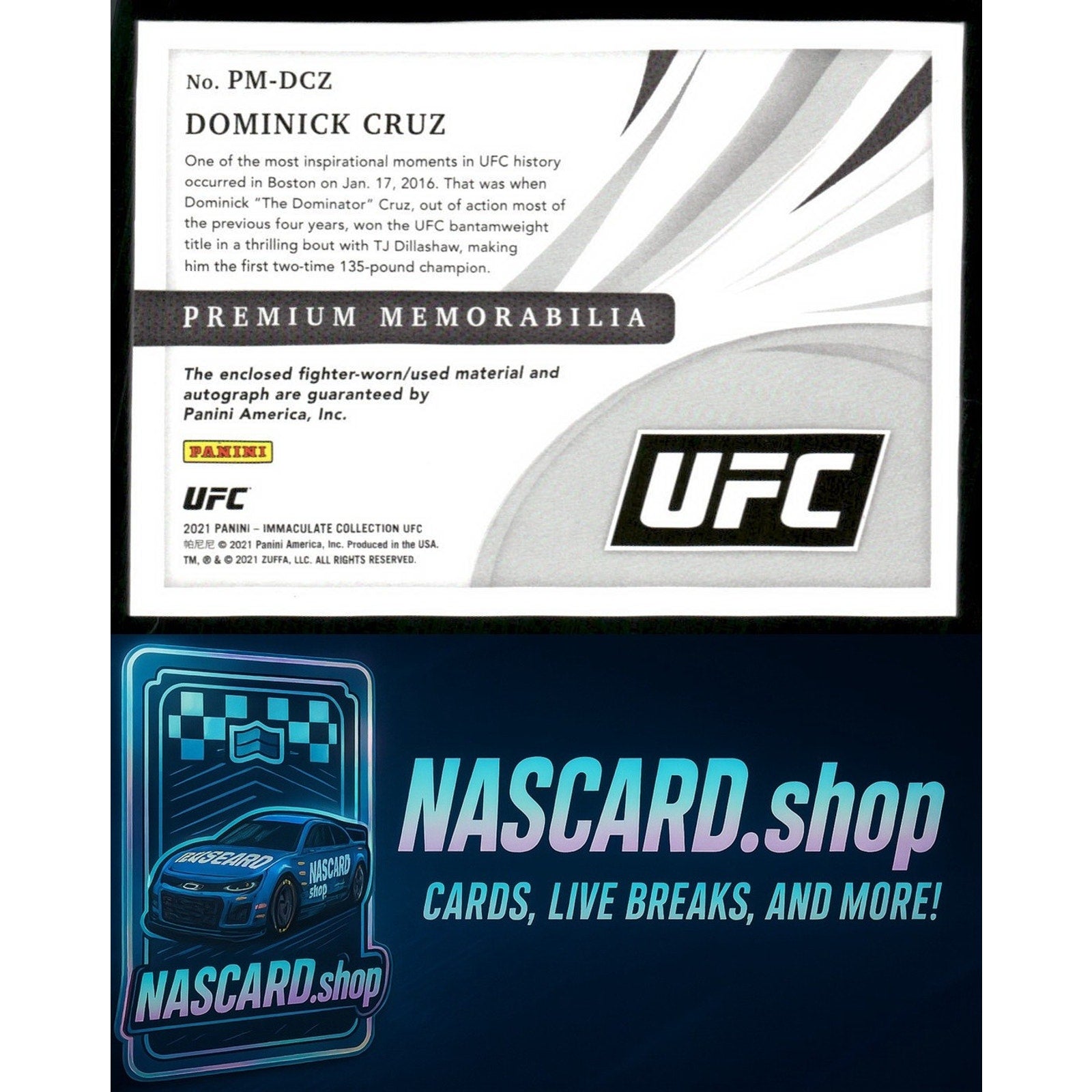 2021 Immaculate Collection UFC Dominick Cruz Premium Memorabilia Autographs #/99 - NASCARD.shop