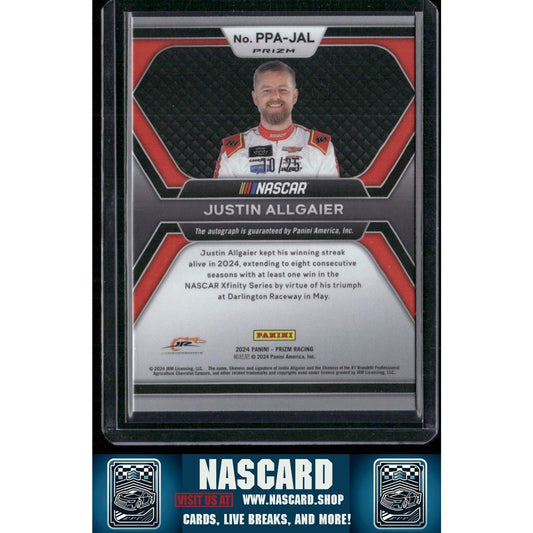 2024 Panini Prizm #PPA-JAL Justin Allgaier Patented Penmanship Autographs Mojo