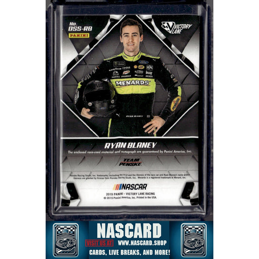 2019 Panini Victory Lane #DSS-RB Ryan Blaney Dual Swatch Signatures - NASCARD.shop