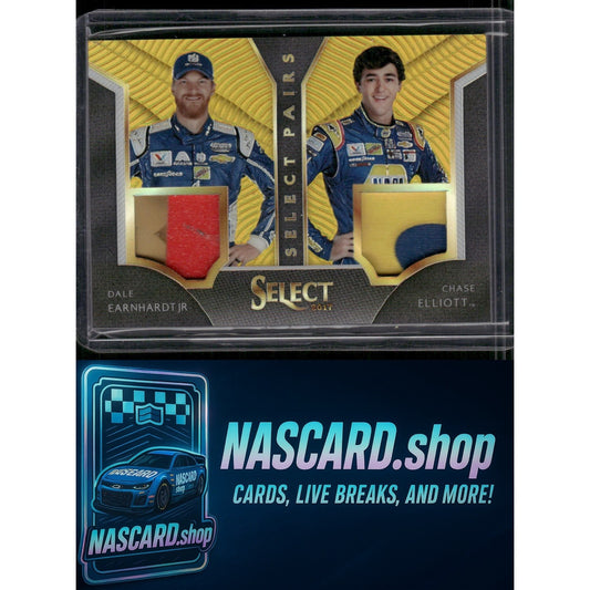 2017 Panini Select Dale Earnhardt Jr Chase Elliott Select Pairs Gold Prizms #/10