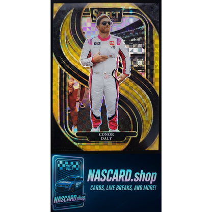 2025 Panini Select Trackside #225 Conor Daly Gold Power Plaid #/13
