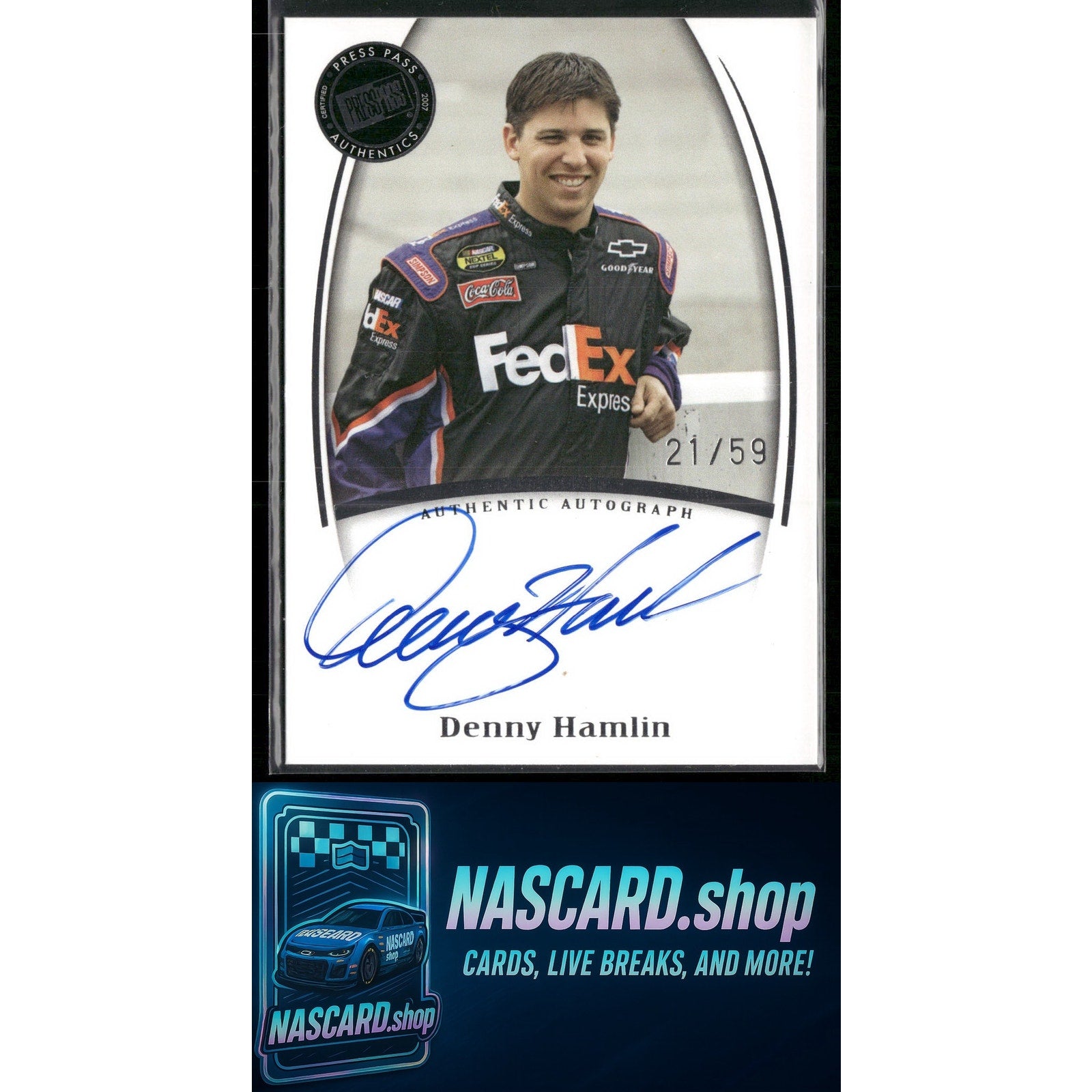 2007 Press Pass Legends Denny Hamlin Autographs Blue #/59 - NASCARD.shop