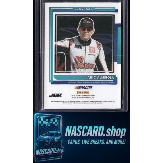 2025 Donruss #SV-AAL Aric Almirola Souvenir Swatches Red #/99