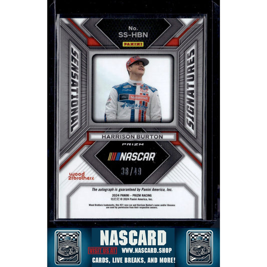 2024 Panini Prizm #SS-HBN Harrison Burton Sensational Signatures Blue