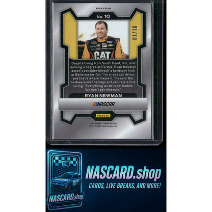 2024 Panini Prizm #10 Ryan Newman Gold #01/10 - NASCARD.shop