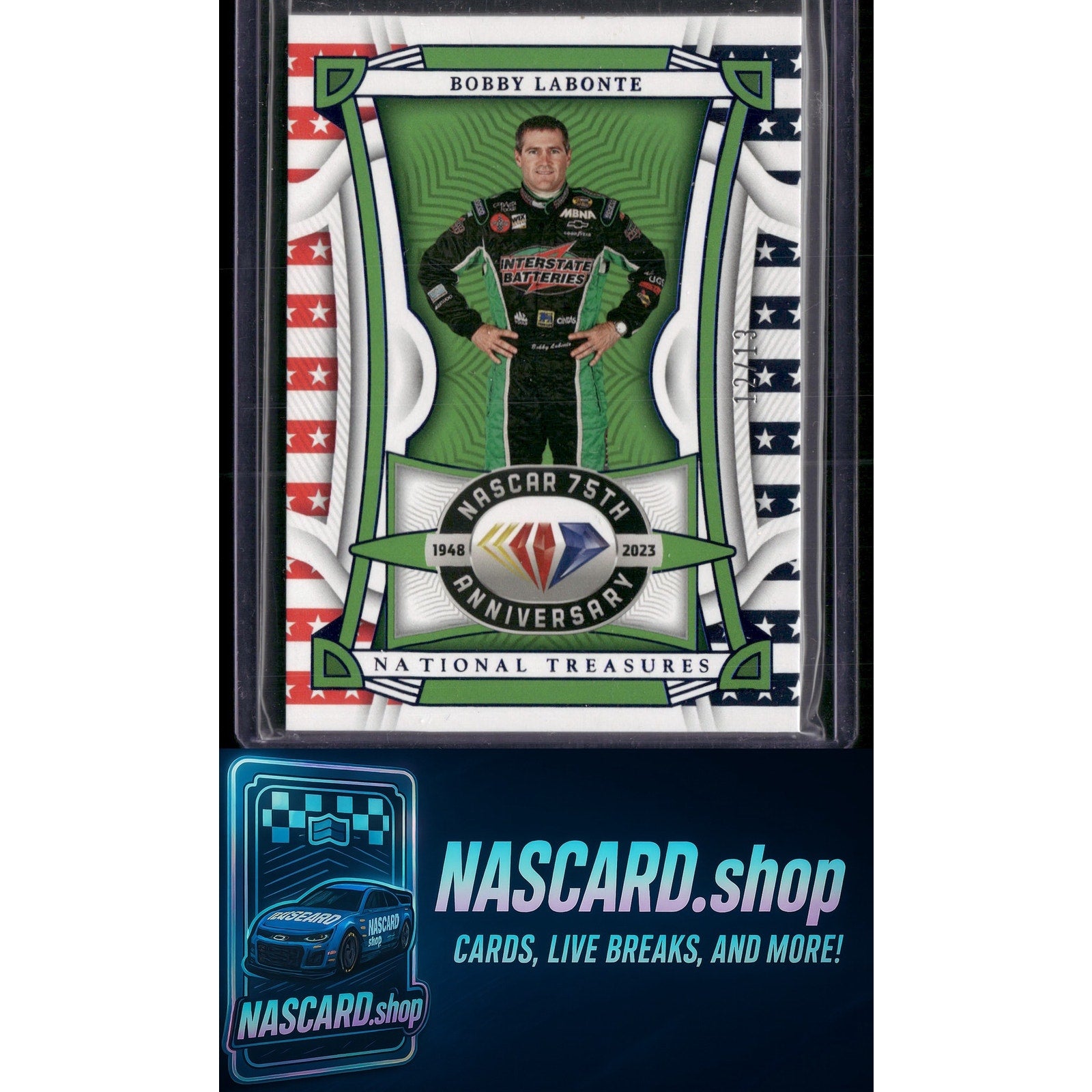 2023 Panini National Treasures #53 Bobby Labonte Stars and Stripes #/13 - NASCARD.shop