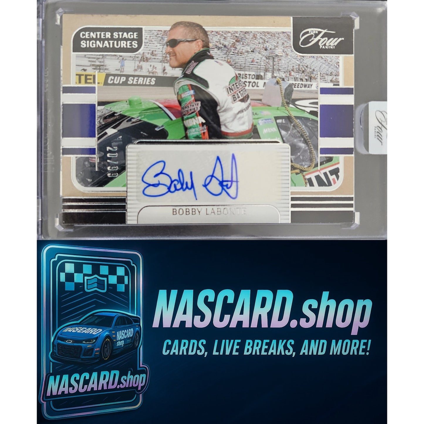 2025 Panini Turn Four #CSS-BLE Bobby Labonte Center Stage Signatures #/99