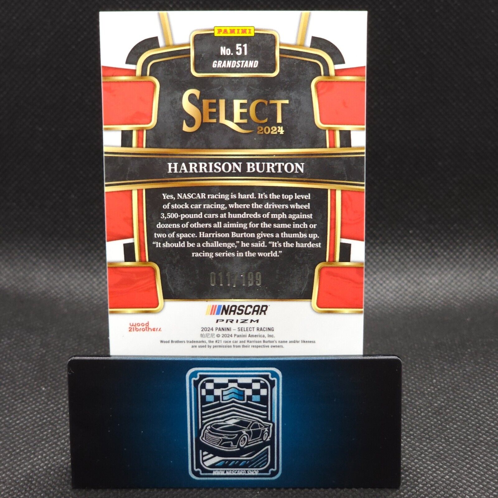 2024 Panini Select Racing Grandstand Light Blue Prizm #51 Harrison Burton /199 - NASCARD.shop