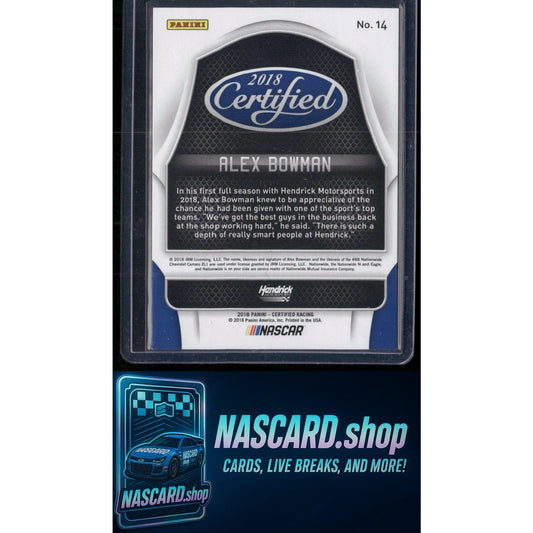 2018 Panini Certified #14 Alex Bowman Green #01/10 - NASCARD.shop