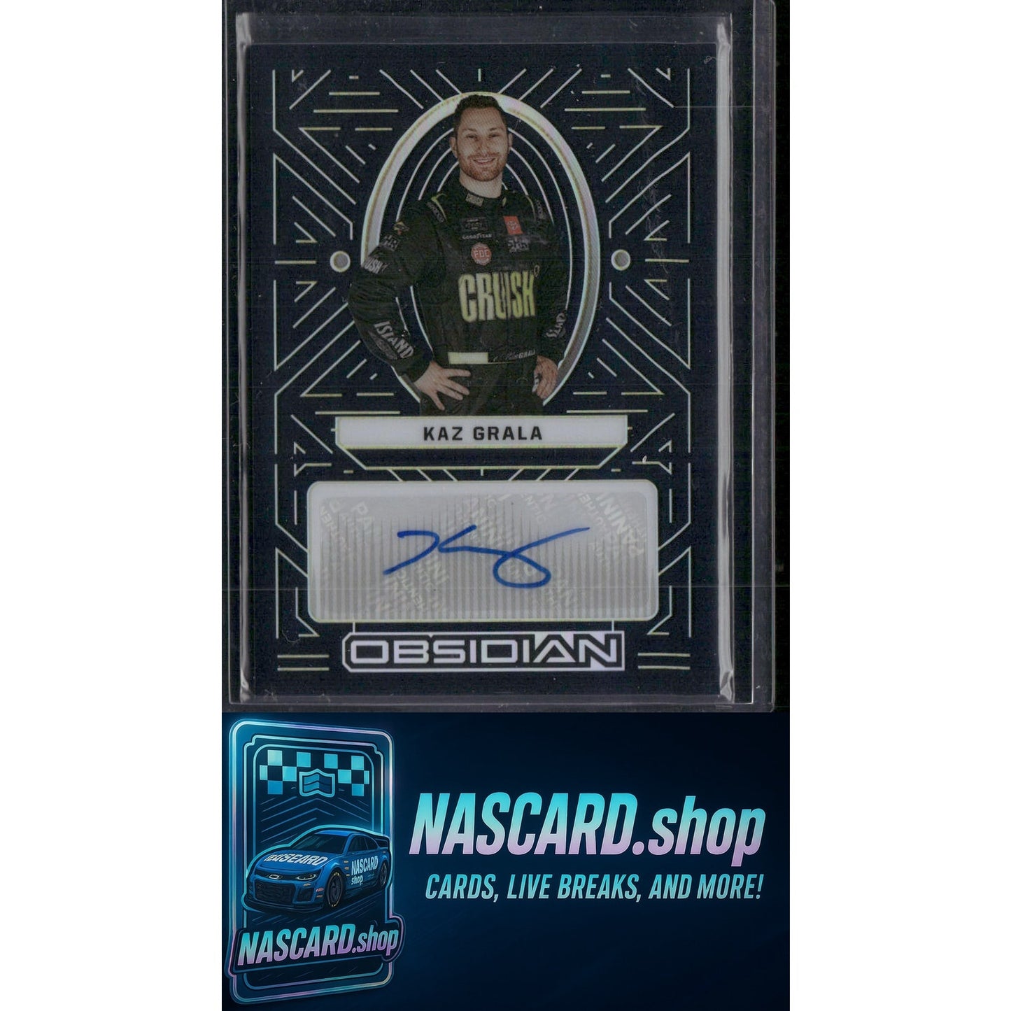 2023 Panini Chronicles Kaz Grala Obsidian Signatures Electric Etch Yellow #/10 - NASCARD.shop