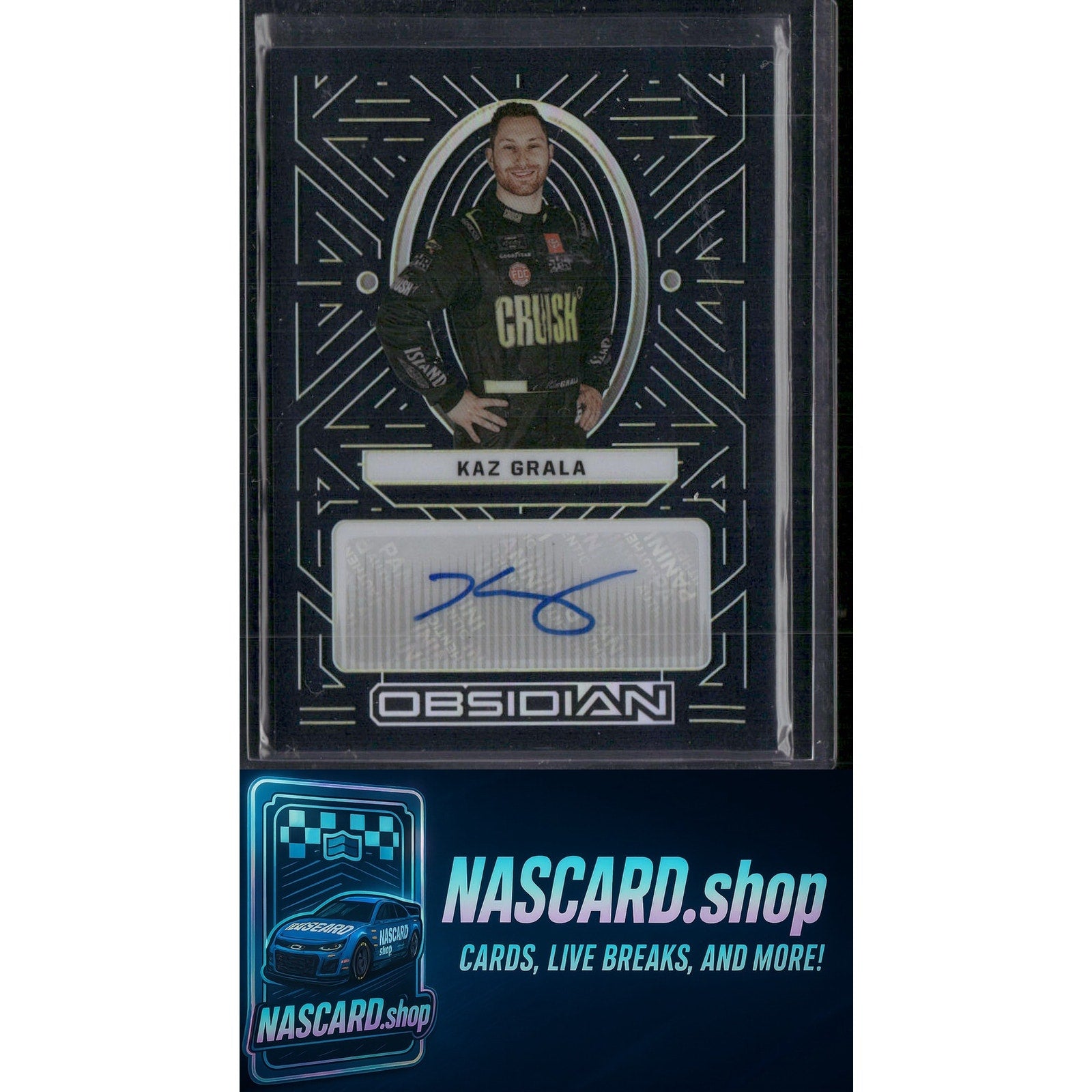 2023 Panini Chronicles Kaz Grala Obsidian Signatures Electric Etch Yellow #/10 - NASCARD.shop