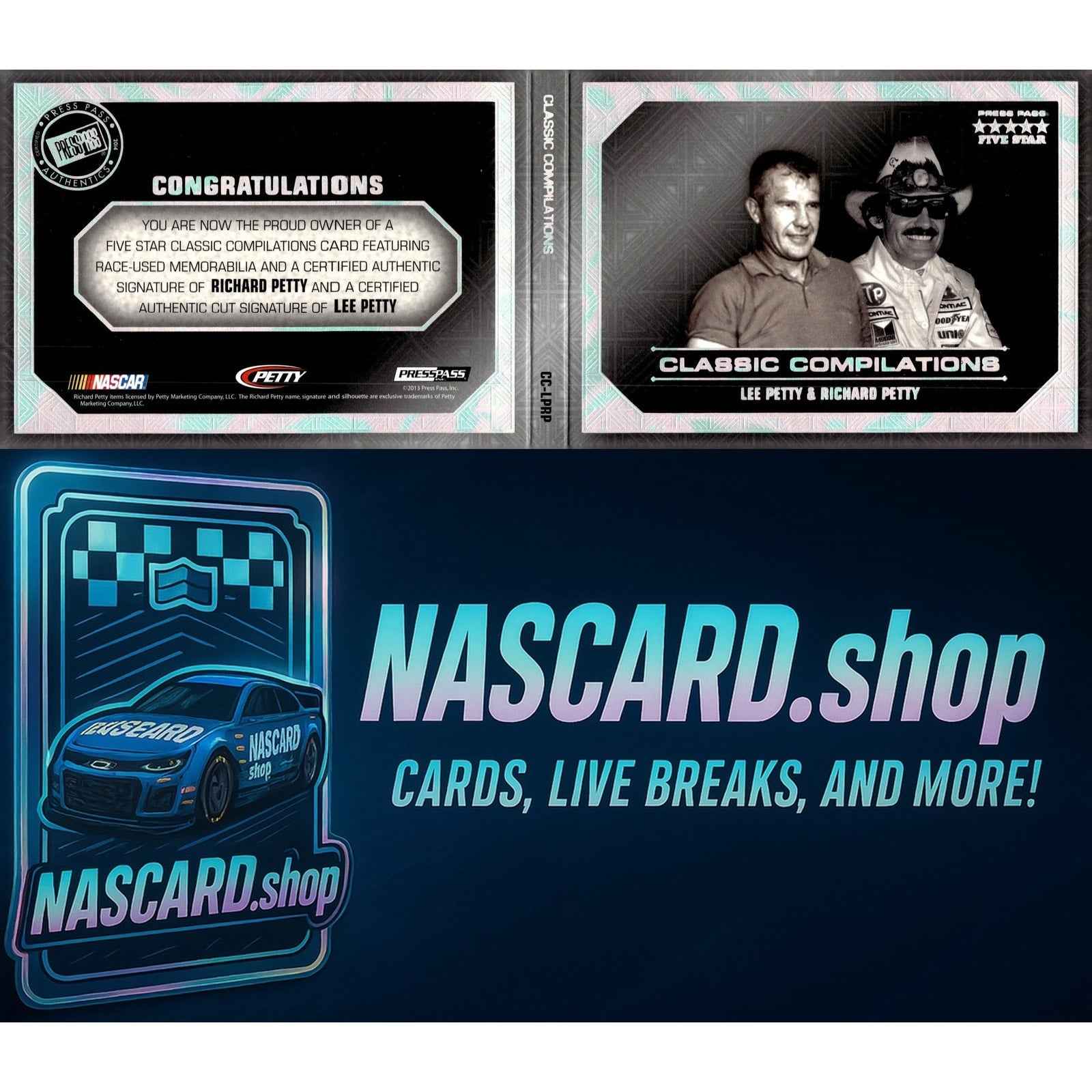 2014 Press Pass Lee Petty Richard Petty Classic Compilations Cut Auto Booklet /5