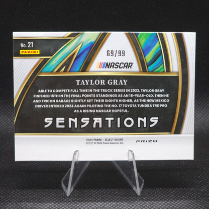 2024 Panini Select Racing Sensations Red Prizm #21 Taylor Gray 69/99 - NASCARD.shop